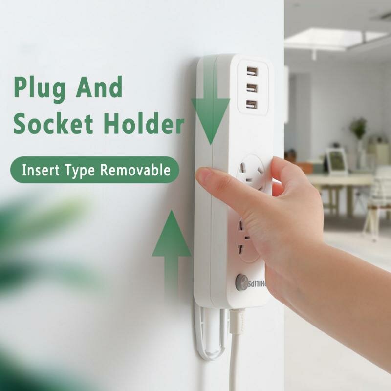 Bakeey Wall-Mounted Sticker Punch-free Plug Fixer Home Self-Adhesive Socket Fixer Cable Wire Organiz