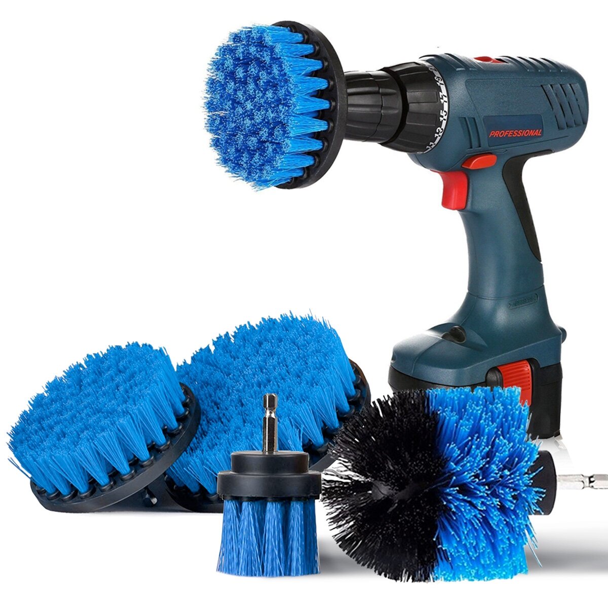 SAFETYON 4 Pieces Drill Brush Attachment Electric Drill Brushes for Cleaning Pool Tile Flooring Brick Ceramic Marble Gro