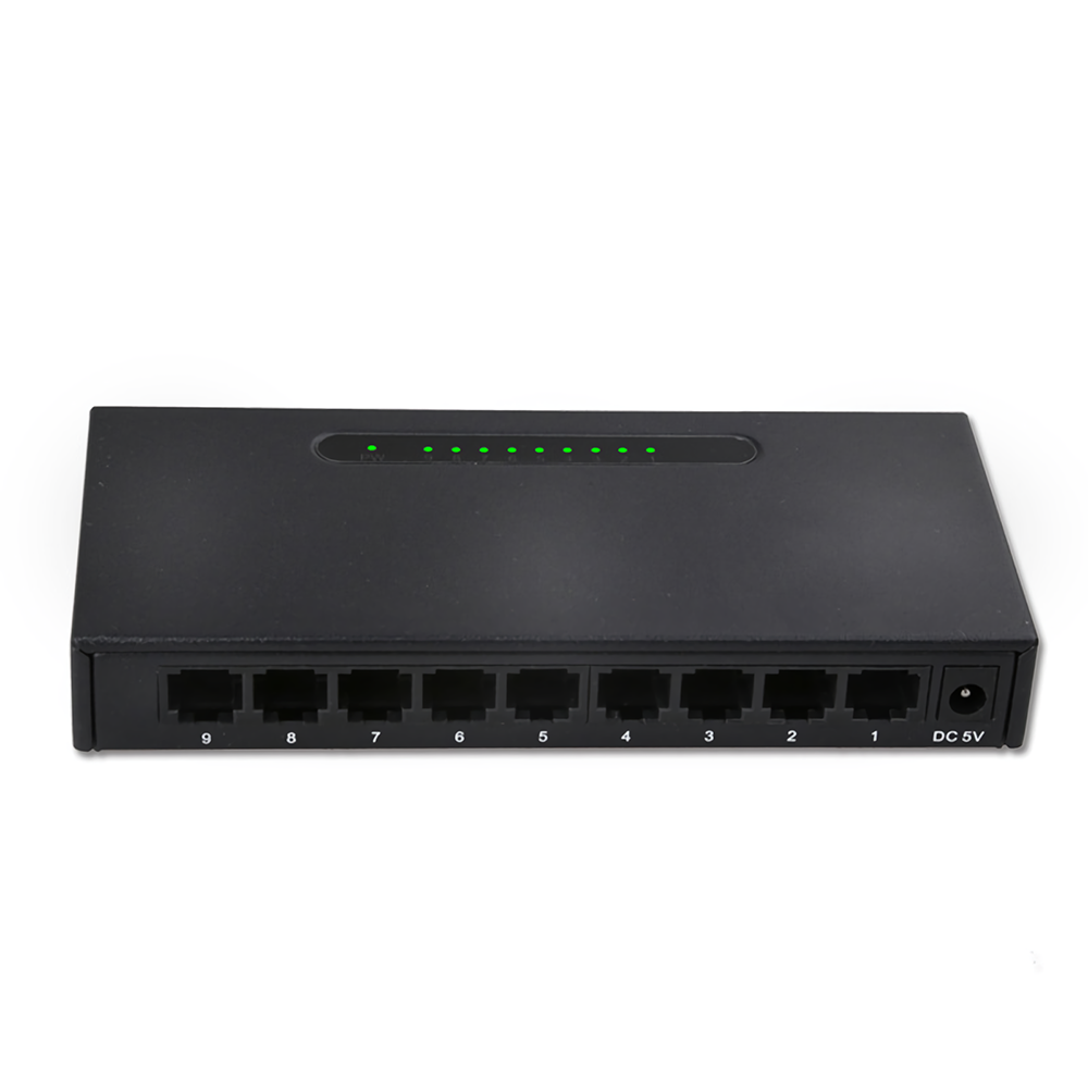 9-Port 100M Ethernet Switch RJ45 Network Cable Hub Ethernet Splitter for Dormitory Home Monitoring