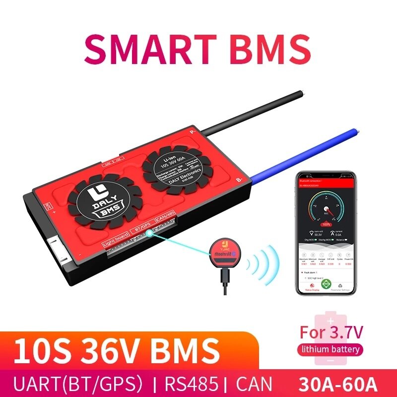 

DALY BMS 10S 36V 30A 40A 60A 3.7V 18650 BMS Bluetooth 485 to USB Device NTC UART Software Togther Lion LiFepo4 Battery B