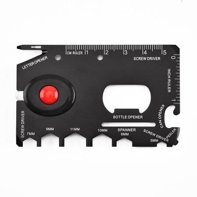 Rvs Multifunctionele Tool Tactische Mini EDC Messensleutel Heerser LED Light Card Outdoor Survival Tools