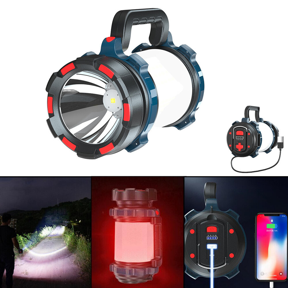 XANES® 700LM Lanterna de camping à prova d'água recarregável com regulagem contínua de brilho e luz lateral para emergências com banco de energia