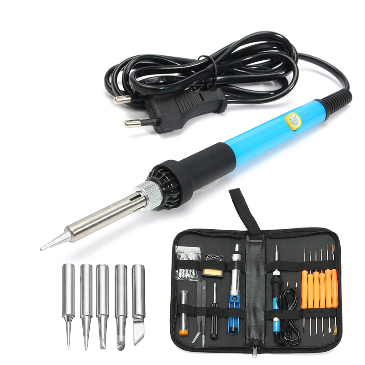 110V/220V 60W Electric Soldering Iron Kits Adjustable Temperature  Welding Tool 