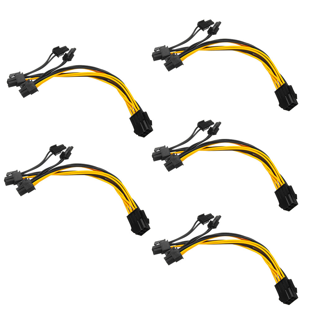 5 قطعة PCI-E 6-pin إلى 2x 6 + 2-pin القوة Splitter Cable PCIE PCI Express