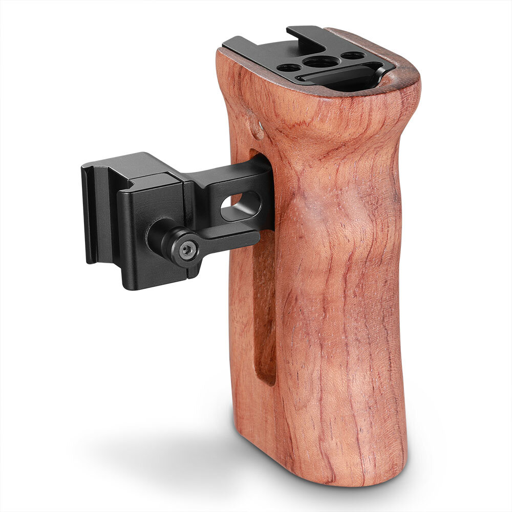 

SmallRig 2187 DSLR Camera Wooden Handle Grip Quick Release NATOSide Handle With Cold Shoe Mount 1/4 3/8 Thread Holes