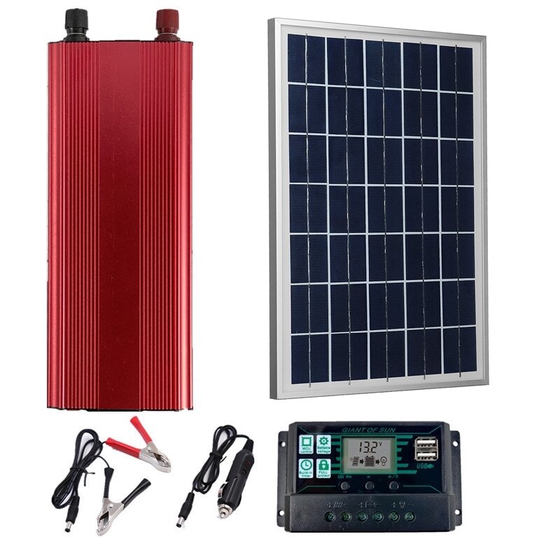 

30W 18V PET Solar Pannel Kit Solar Power Panel Battery Solar Charge Controller With 2000W Power Inverter