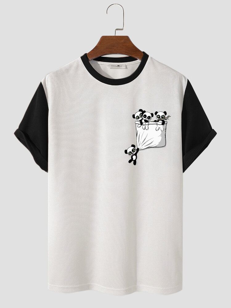 

Мужские мультяшные футболки с короткими рукавами и контрастным принтом Panda