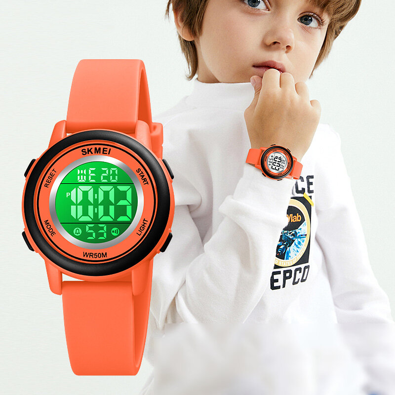 SKMEI 1721 Sports Colorful LED Backlight Display Children Watch 12/24 Hours Mode Stopwatch Clock Alarm 5ATM Waterproof K