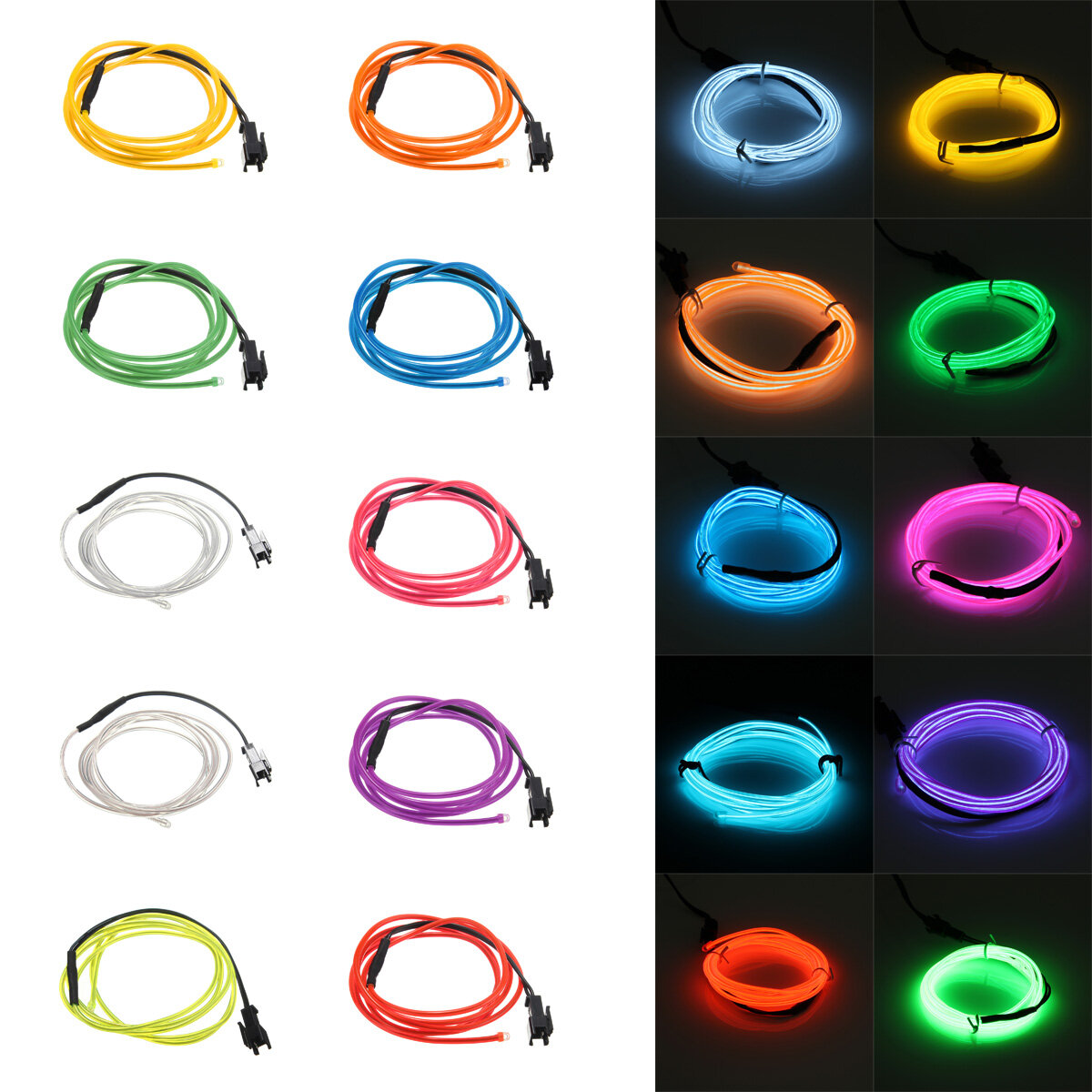 1M 10 kleuren 3V Flexibel Neon EL Wire Light Dance Party Decor Licht batterij aangedreven Controller