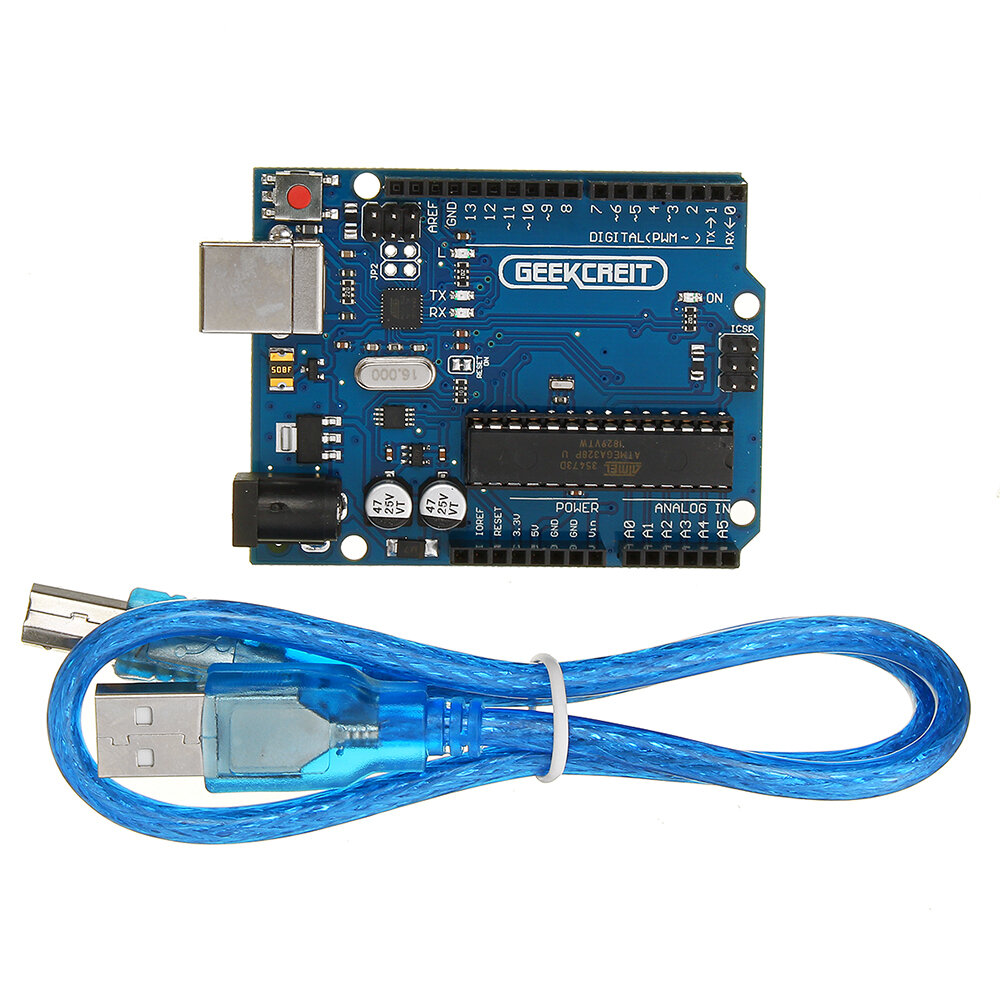 Geekcreit® Compatible con Arduino UNO R3 ATmega16U2 AVR Juanta de Desarrollo Principal con Cable USB
