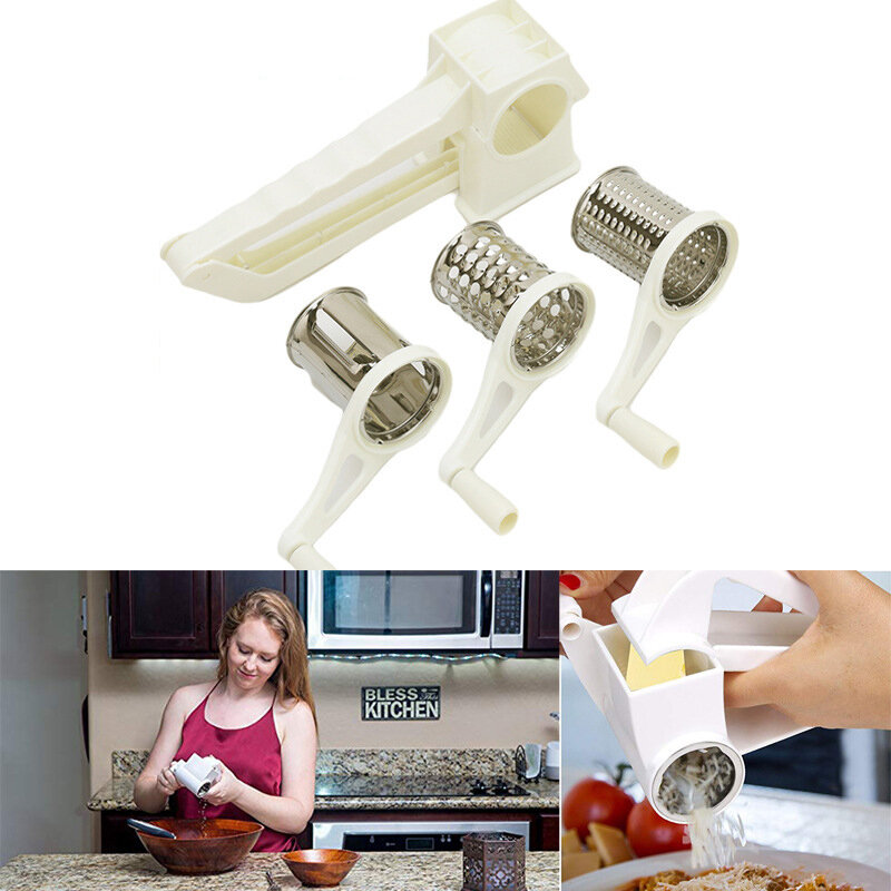 Kitchen Speed Grater Slicer Rotary Hand Cheese Stainless Steel Blades Handheld Camping Picnic Tool