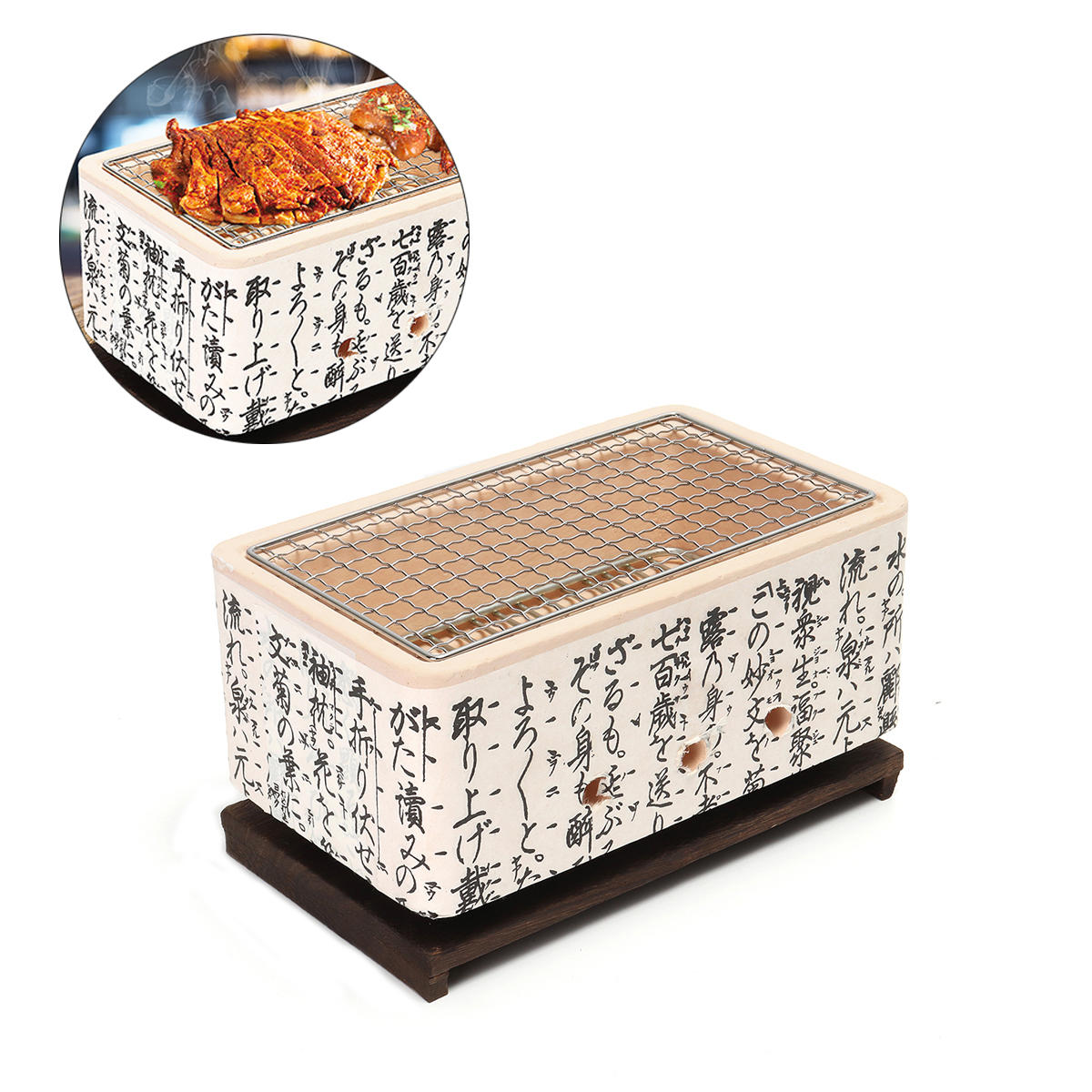 4 In 1 Japanese Korean Ceramic Hibachi BBQ Table Grill Yakitori Barbecue Charcoal Cooking Stove