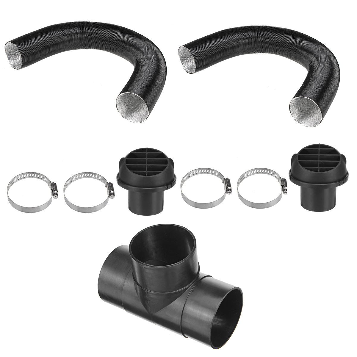 

60mm Heater Pipe Ducting T Piece Warm Air Outlet Vent Hose Clips For Parking Diesel Heater