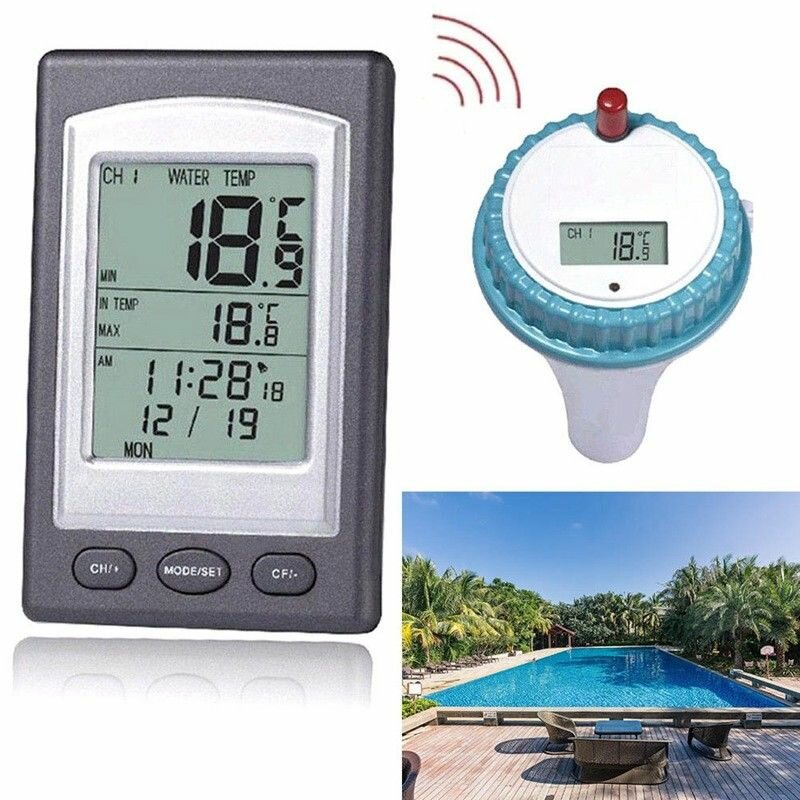

Solar Powered Digital Wireless Swimming Pool Thermometer SPA Floating Temperature Meter with 3 Channels Time Alarm Calen