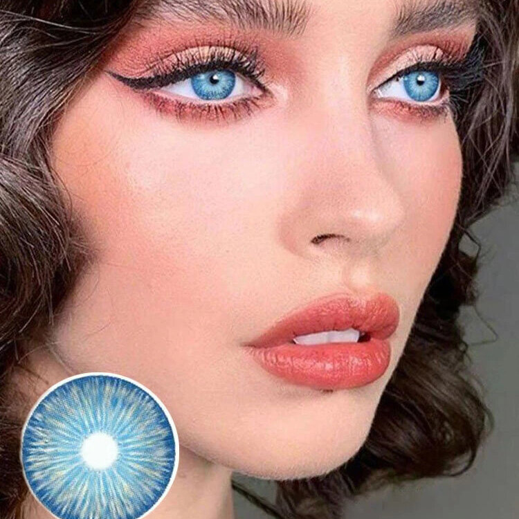 

Mislens 1 PC (For One Eye) NEW YORK PRO Blue Prescription Yearly Colored Contact Lenses Eye Beauty