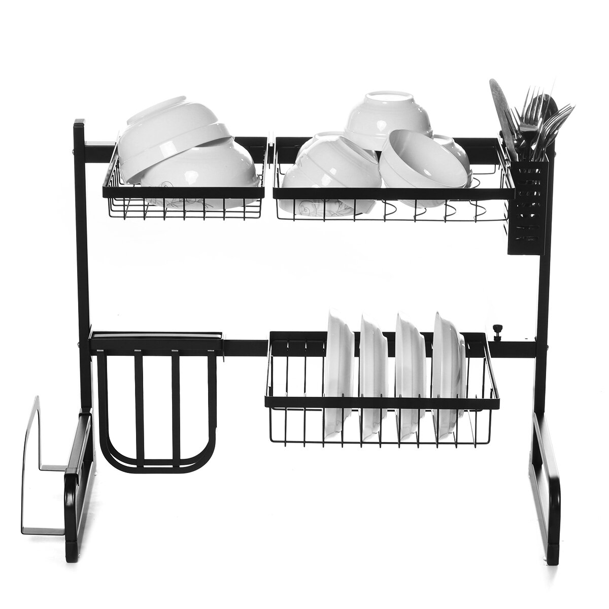 Iron Art Retractable Storage Rack 63-93cm Carbon Steel Multifunctional Dish Rack Kitchen Accessories