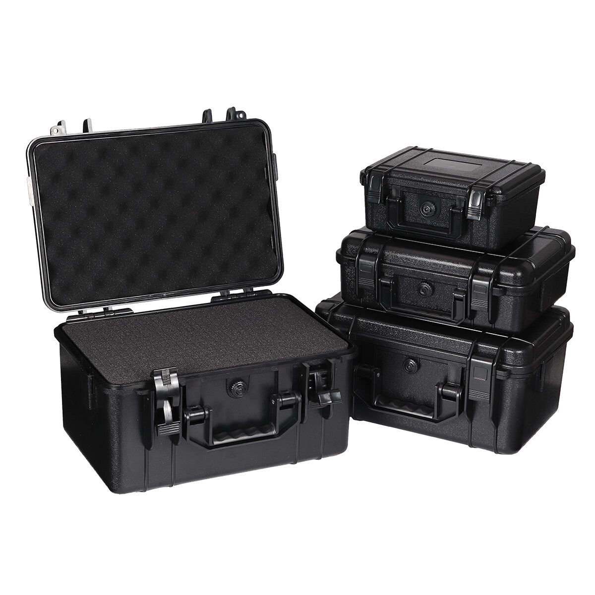 4 Sizes ABS Plastic Sealed Waterproof Storage Case Foam Impact -Resistant Hiking Portable Tool Box D