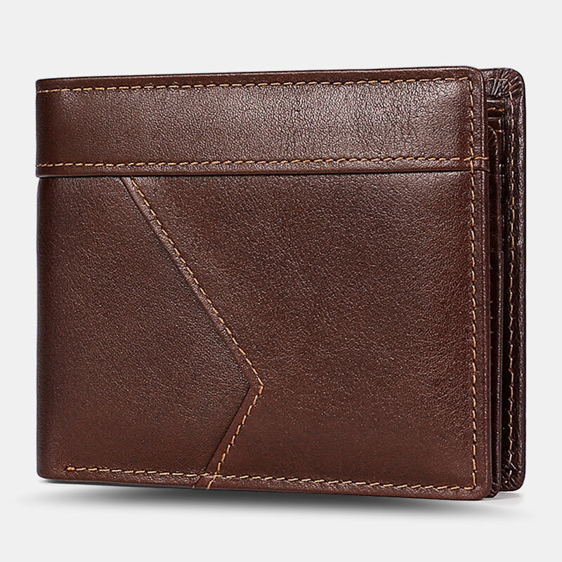 

Men Genuine Leather RFID Anti-theft Brush Bifold Multi-Card Slot Card Holder Coin Purse Money Clip Wallet
