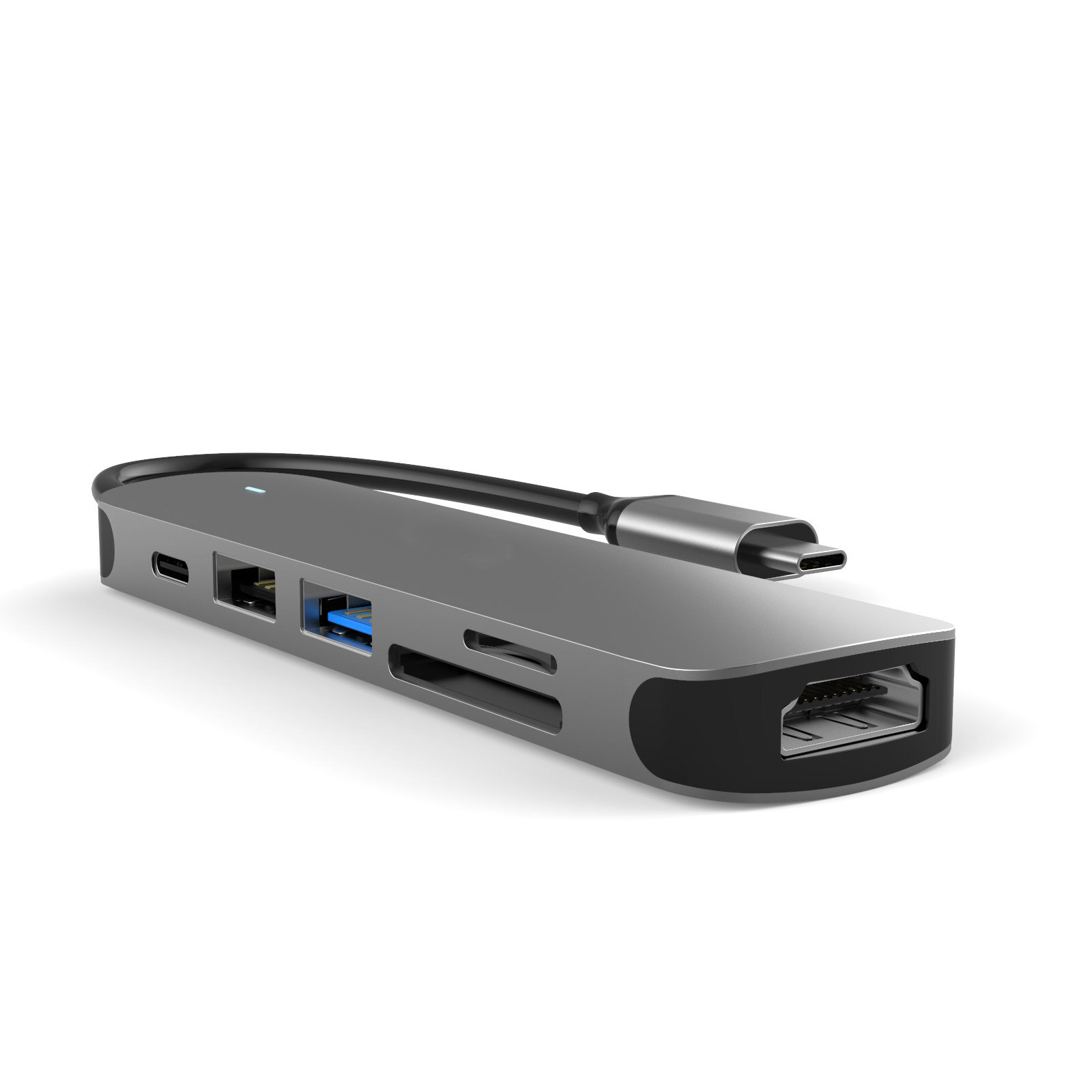 TH6X 6 In 1 Type-C USB-hub Type-C naar USB 3.0 + 2.0 SD + TF-kaartlezing HDMI-compatibele uitgang PD