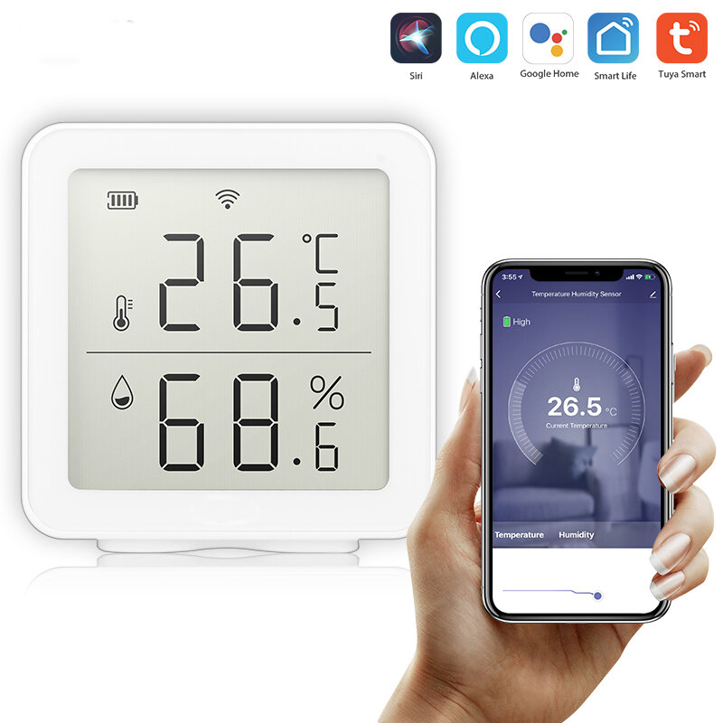 

Bakeey Tuya WIFI Temperature&Humidity Sensor Work With Alexa Indoor Hygrometer Thermometer LCD Display Intelligent Linka