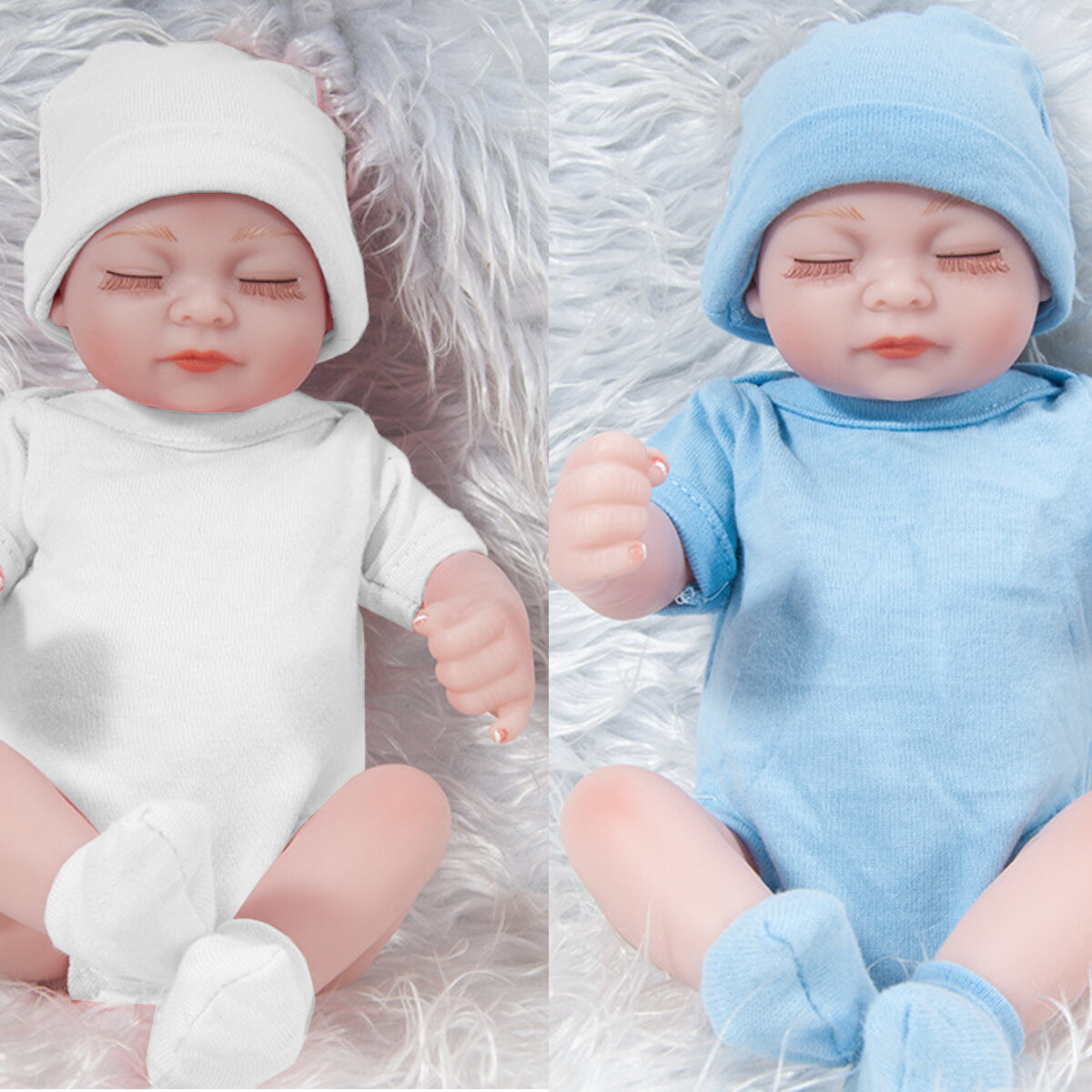 28CM Soft Silicone Realistic Sleeping Reborns Lifelikes Newborns Baby Doll Toy with Moveable Head Arms And Legs
