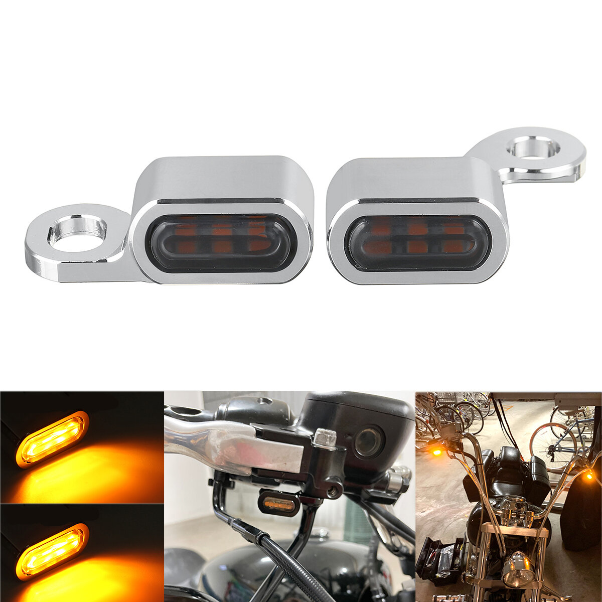 2 stuks 12 V Motorcycle Amber LED Mini Richtingaanwijzer Running Light Lamp Voor Harley