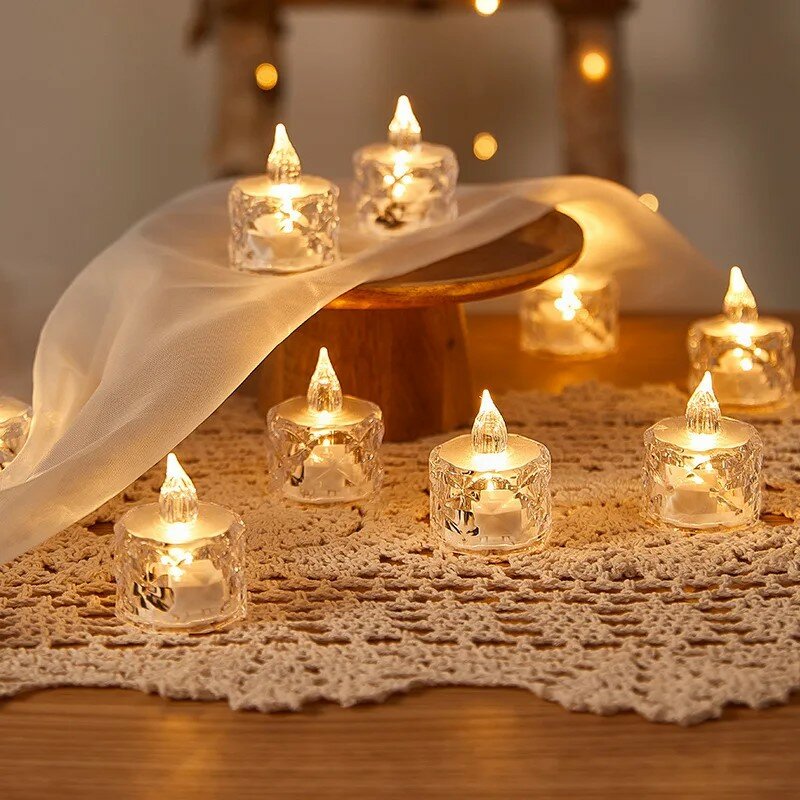 

12pcs LED Tea Lights Realistic and Bright Flickering Holiday Gift Flameless Battery Operated Candles for Wedding Decorat