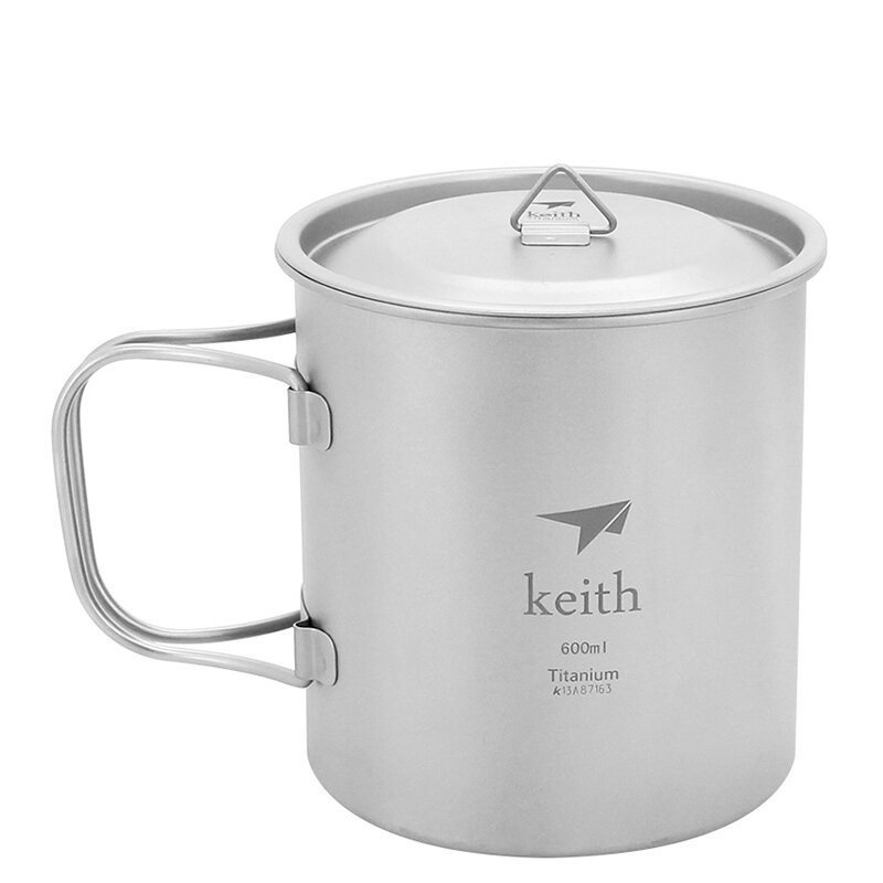 Keith Ti3207 600ml Folding Handle Cup Antibacterial Lightweight Soup Pot Water Cup Camping Picnic BBQ Tableware
