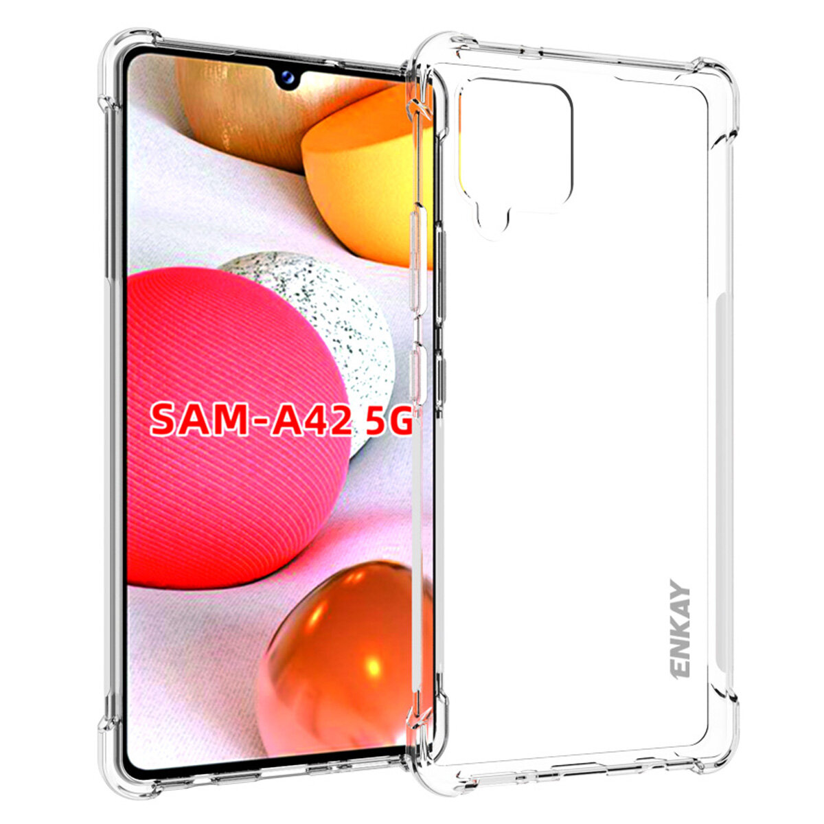 Enkay for Samsung Galaxy A42 5G Case with Airbags Anti-Fingerprint Non-Yellow Transparent TPU Protec