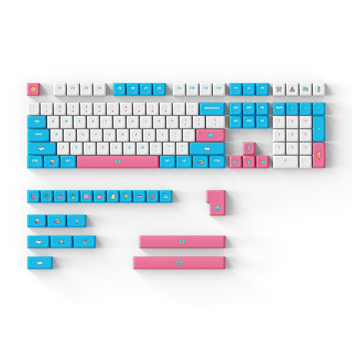 

DAGK 128/129 Keys Colorful Summer Keycap Set Cherry/XDA Profile PBT Sublimation Keycaps for Mechanical Keyboards
