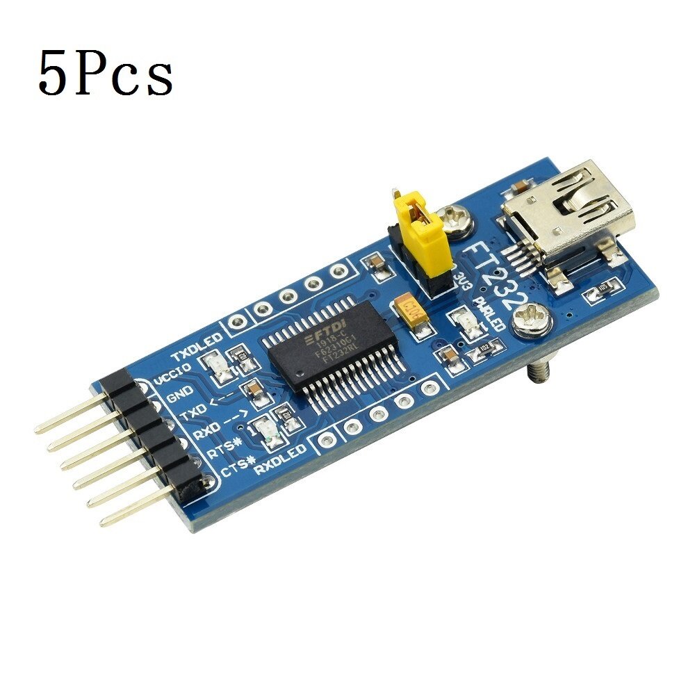 

5Pcs Waveshare® FT232 Module USB to Serial USB to TTL FT232RL Communication Module Mini Port Flashing Board