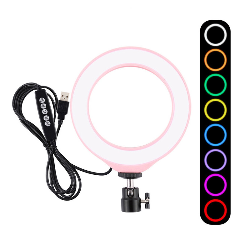 PULUZ PU432F 6.2 inch 16cm RGBW Dimbare LED-ringverlichting 10 modi 8 kleuren USB voor YouTube Live 