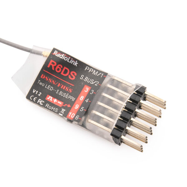 Radiolink R6DS 2.4G 6CH PPM PWM SBUS Output Receiver Compatible AT9 AT10 Transmitter