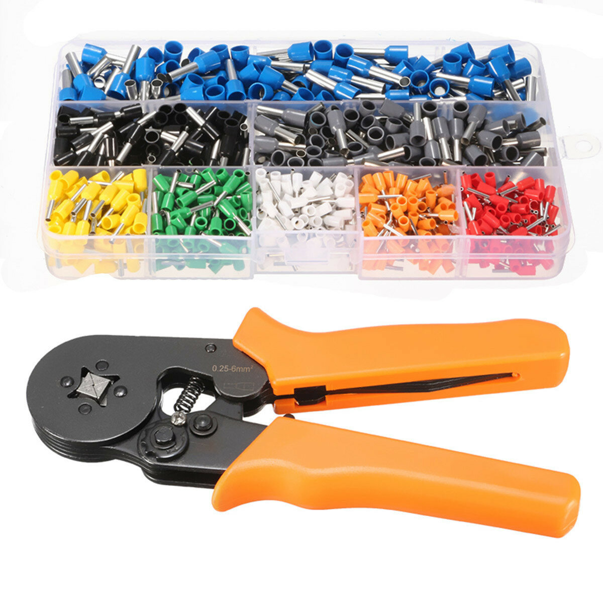 DANIU 23AWG to 10AWG Self Adjusting Ratcheting Ferrule Crimper Plier Tool with 800pcs Connector Term