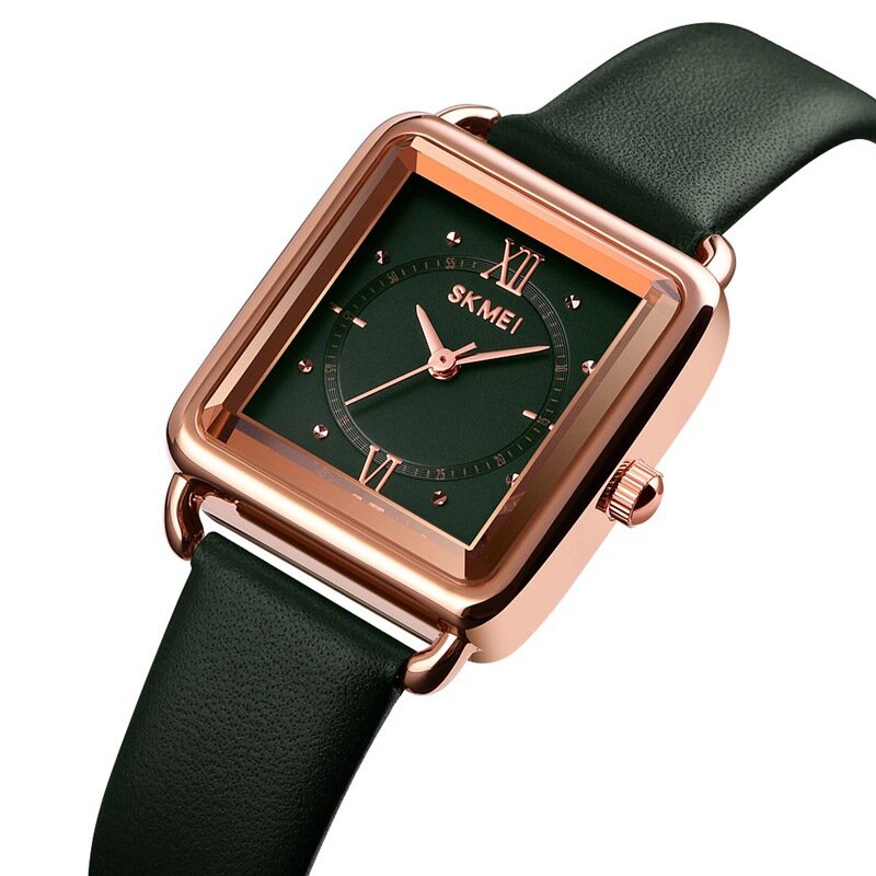 

SKMEI 1702 Square Dial Classic Ladies Wrist Watch Genuine Leather Band Casual Quartz Watch