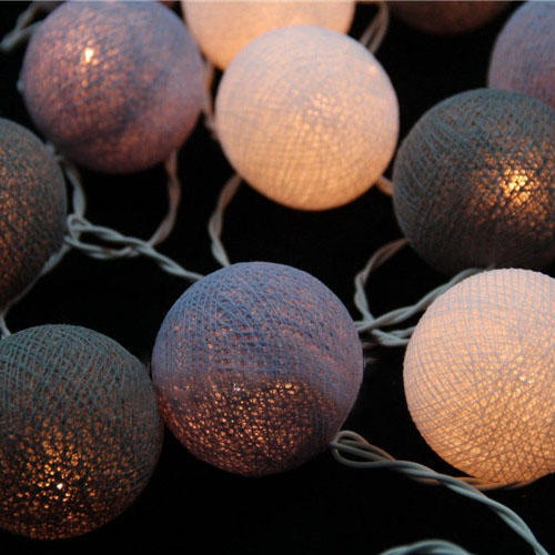 KCASA 3.3M 20LED Grey Cotton Ball String Lights LED Fairy Lights for Festival Christmas Halloween Party Wedding Decorati
