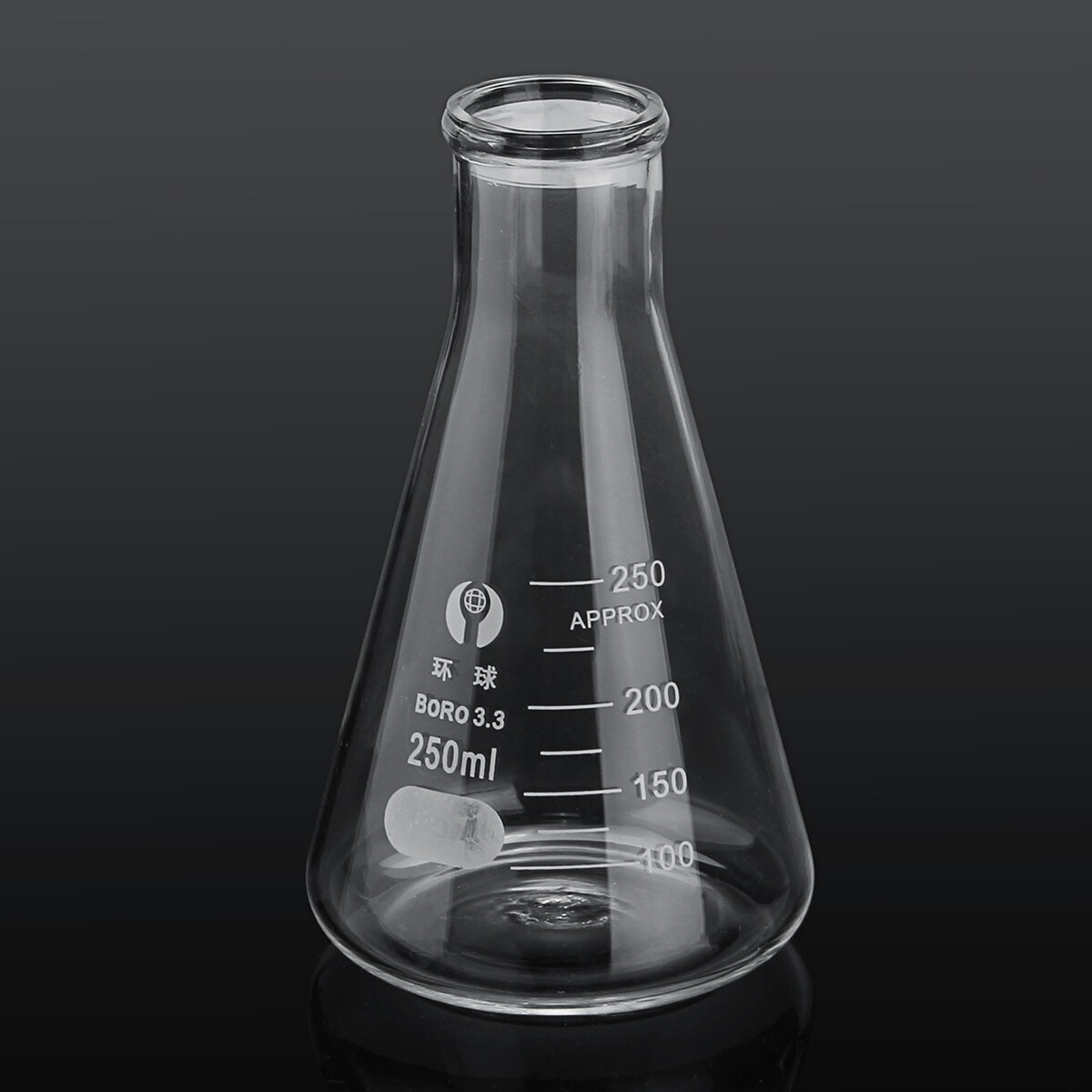 250 mL lab glazen erlenmeyer kegelfles fles w / Rim borosilicaat laboratoriumglaswerk
