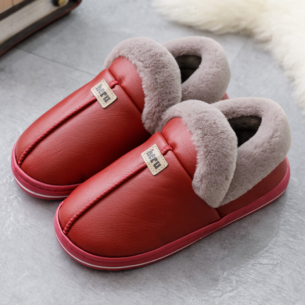 Women warm plush lining waterproof slip resistant winter slippers Sale ...