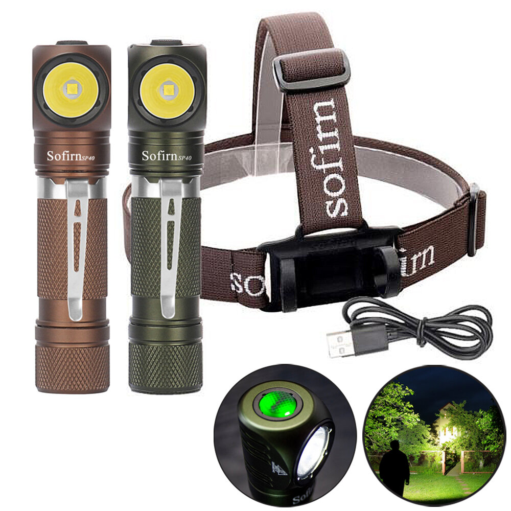 

Sofirn SP40 XPL 1200LM USB Rechargeable LED Headlamp L-shape 18350/18650 Flashlight with Magnet Tail Ultra Bright Outdoo