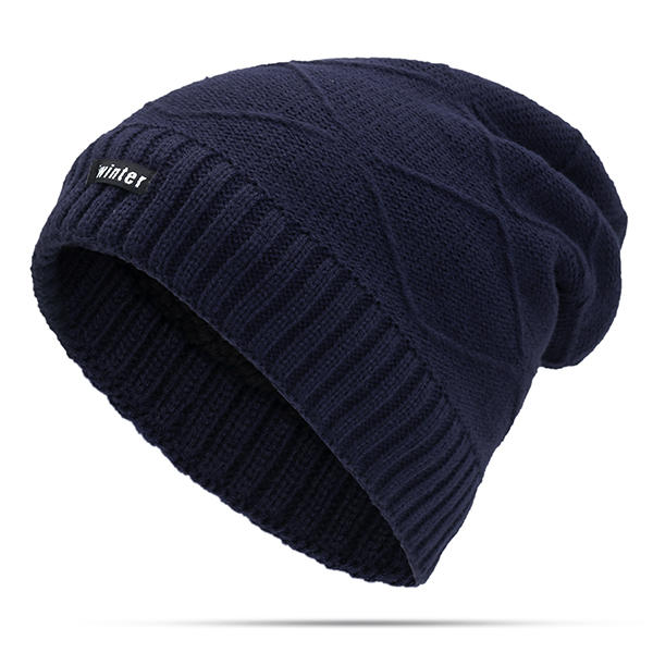Unisex Winter Warm Thickened Velvet Liner Baggy Knitted Hat