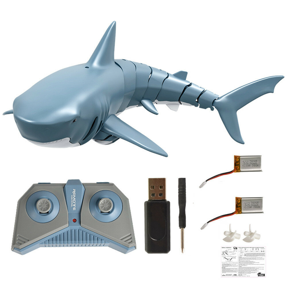 T11B avec deux Batterie 2.4G 4CH électrique RC bateau Simulation requin Animal RTR modèle enfants jouets