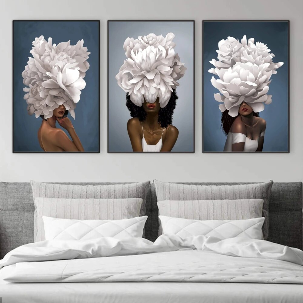 1/3Pcs Characters And Flowers Print Canvas Unframed Wall Art Picture Home Decorate Living Room