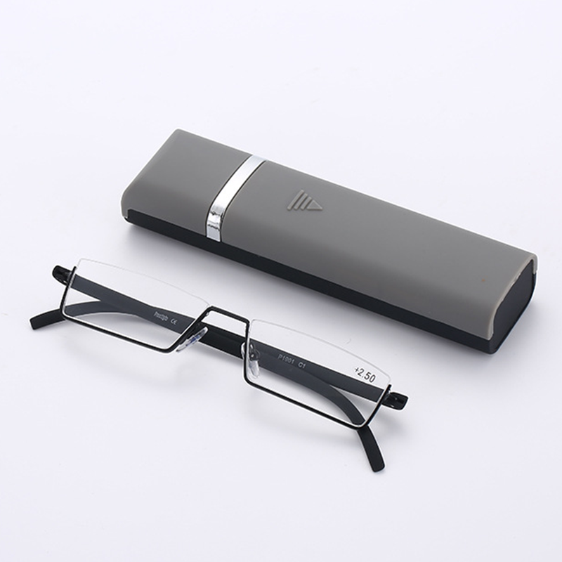 Half Frame Pen Holder Portable Durable Light Weight Resin Reading Glasses Gray Anti Blue Light