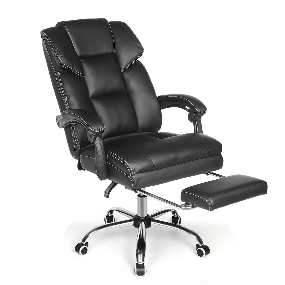 BlitzWolf® BW-OC1 Office Chair Ergonomic Design with 150 ° Reclining Wide Seat Retractable Footrest PU Material Lumbar Pillow