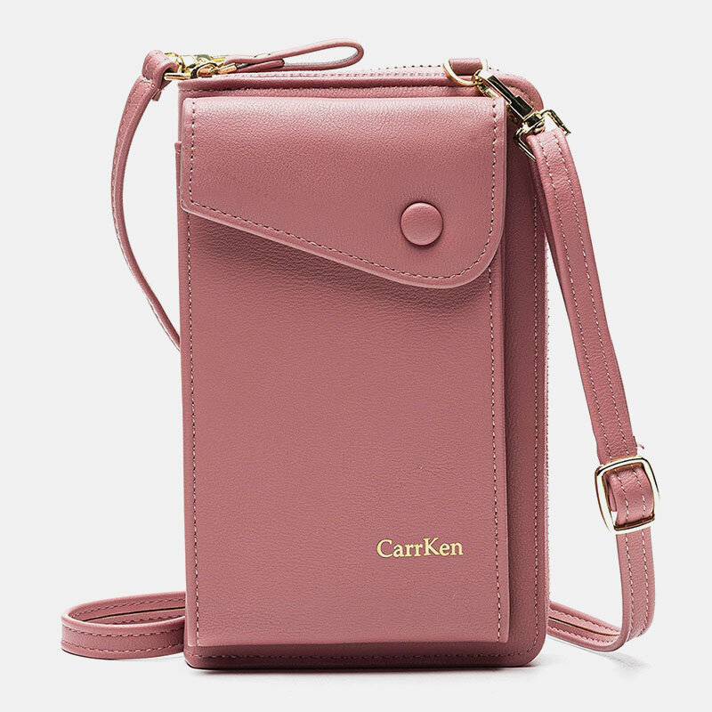 Women Artificial Leather Stylish Brief Interior Compartment Crossbody Bag Portable Cell Phone Bag