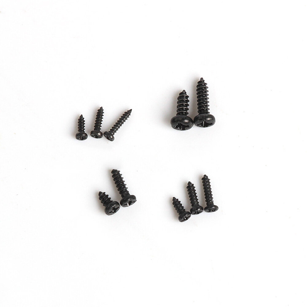1000pcs Black Zinc Plated Round Head Self Tapping Screw Kit M1 M12 M14 M17 for RC Airplane Fixed wing