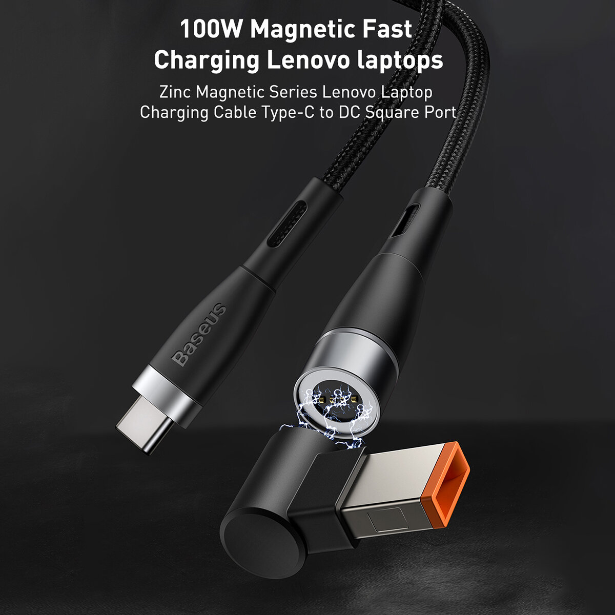 

Baseus 100W Magnetic USB-C to DC Square Port Cable Power Delivery Fast Charging Data Transmission Cord Line 2m Long For