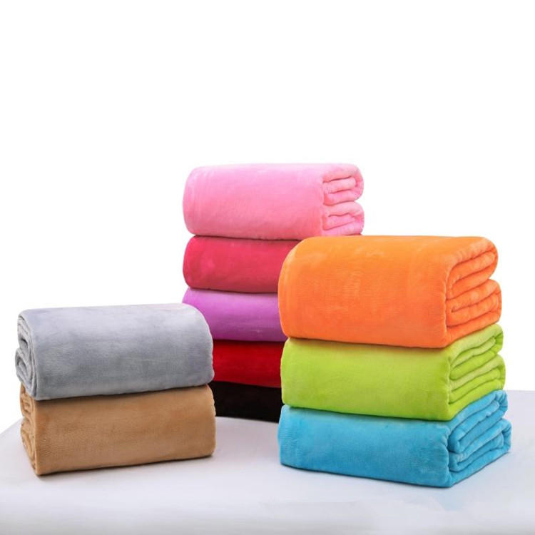 27.6x39.4inch Travel Warm Velvet Blanket Dubbelzijdig Air-conditioning Effen beddengoed Handdoek