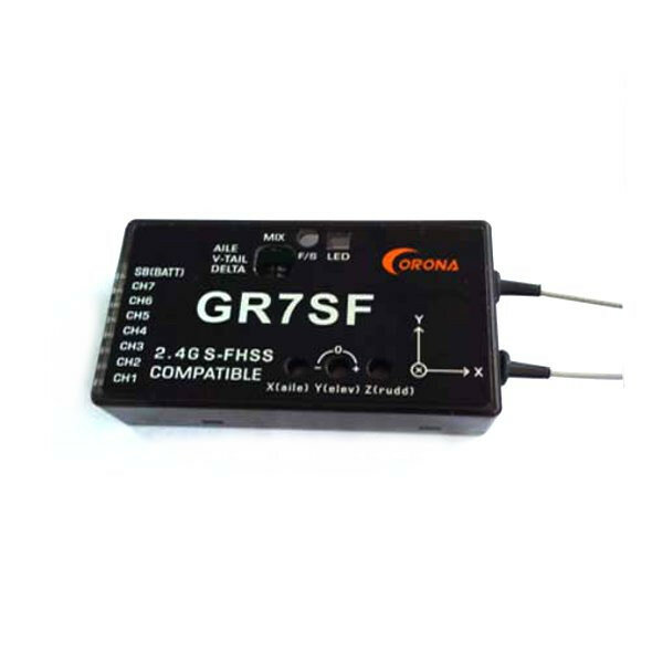 CORONA 2.4G 7CH GR7SF S-FHSS Compatible Receiver With Gyro for Futabas T6J T8J T10J T14SG