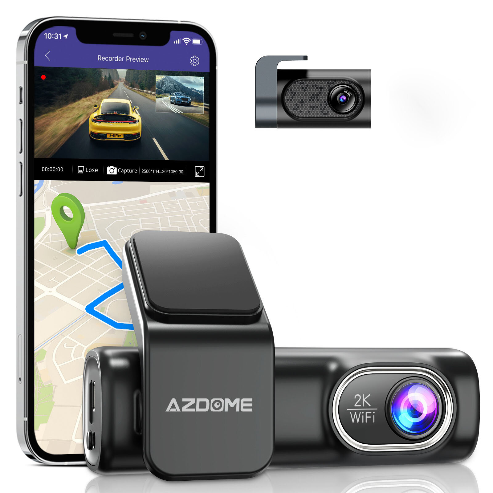 

AZDOME 4K+1080P Front Rear 2160P Car Dual Lens Dash Cam Wifi Support Loop Recording Gravity Sensing LD01
